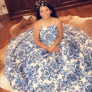 Cute blue and white prom dress